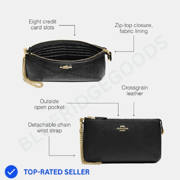 Coach Large Wristlet with Chain Elegant Fashionable Accessory